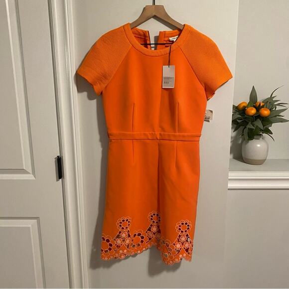 NWT Manoush Orange Eyelet Sheath Mini Dress Small - Picture 13 of 13